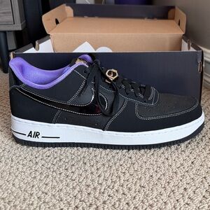 Nike Air Force 1 ‘07 LV8 EMB Black and Purple Men's Sneakers